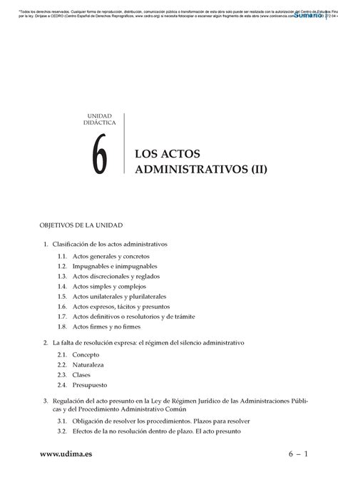 Acto Administrativo II Udima 6 1 OBJETIVOS DE LA UNIDAD