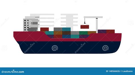 货船的被隔绝的侧视图 向量例证 插画 包括有 符号 小船 运输 海运 向量 视图 查出 简单 148566626