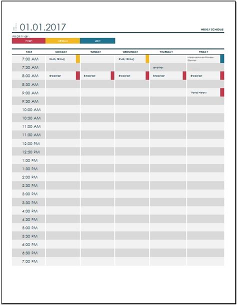 6 Free Study Schedule Templates In Ms Excel And Ms Word Format