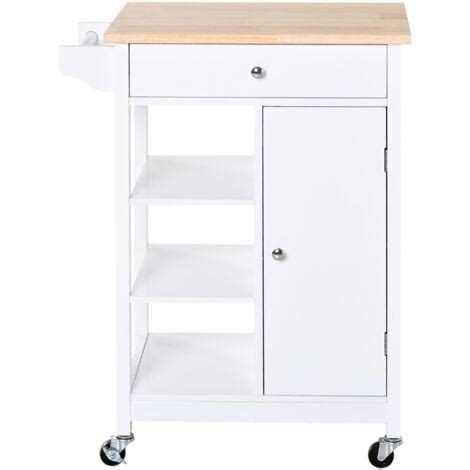 HOMCOM Carrello Da Cucina Salvaspazio In Legno Bianco 66x39 5x86 5cm