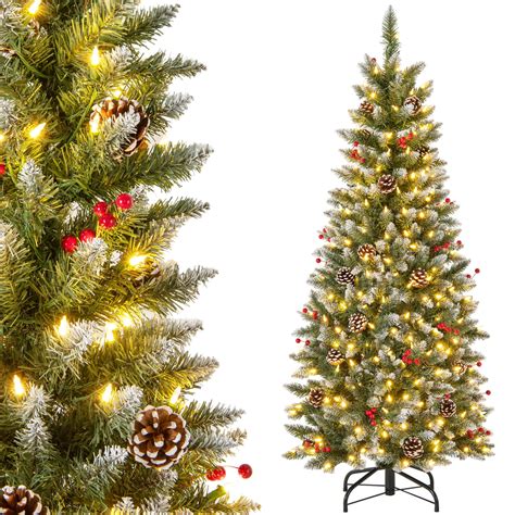 Costway Árbol de Navidad artificial preiluminado de 150 cm con 408