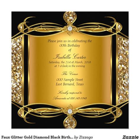 Faux Glitter Gold Diamond Black Birthday Party 5 25x5 25 Square Paper