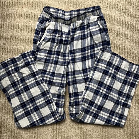 Blue And White Plaid Pj Bottoms Really Cute Wide Depop