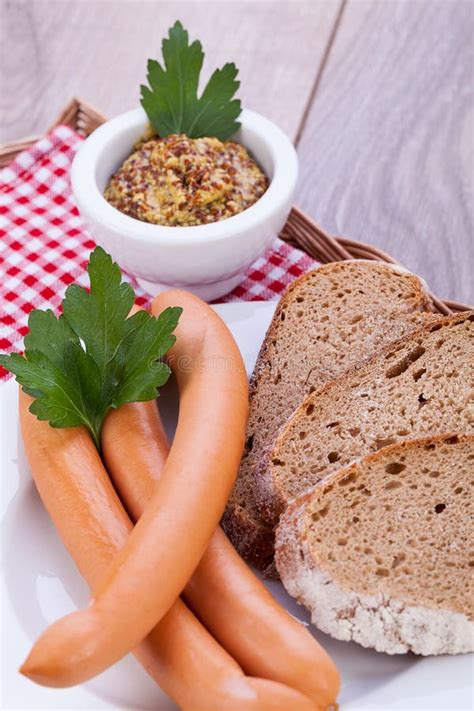 Tasty Traditional Pork Sausages Frankfurter Snack Food Stock Image