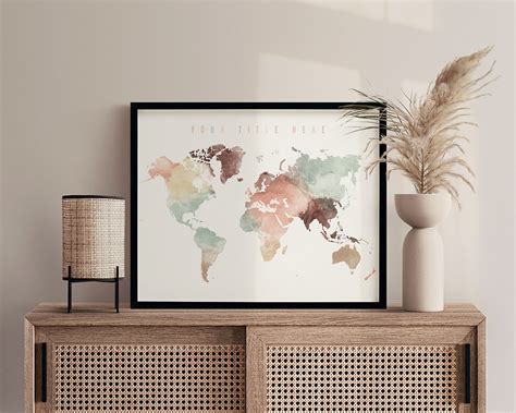 World Map Adventure Awaits Pastel Cream Art Prints Vicky