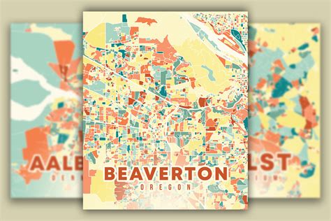 Beaverton Oregon Colorful Map Graphic by Poster Boutique · Creative Fabrica