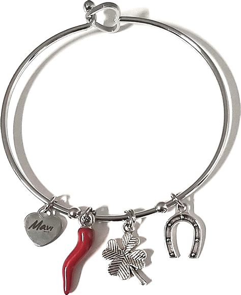 Mavijewel Bracciale Donna In Acciaio Con Charm Corno Portafortuna