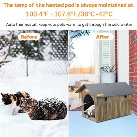 Snapklik.com : Heated Cat House, Petnf Waterproof Cat House For Indoor