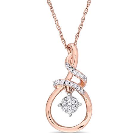 Miabella 1 6 Carat T W Diamond 10 K Rose Gold Pendant 17 Walmart