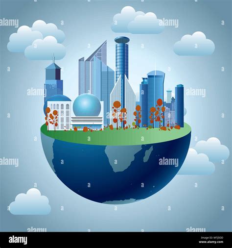 Urbanization Concept With Globe And City Stock Vector Image And Art Alamy