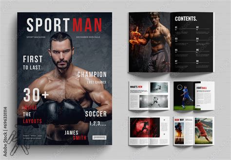 Sport Magazine Layout Design Stock Template | Adobe Stock