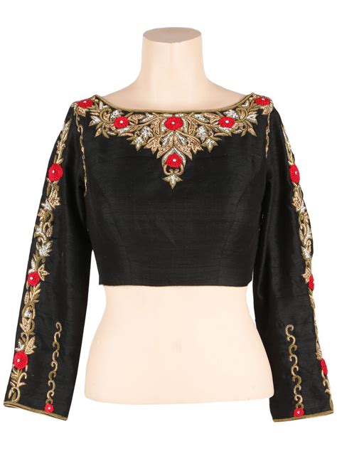 G3 Exclusive Readymade Black Raw Silk Blouse G3 Rb0272 Blouse Neck Designs