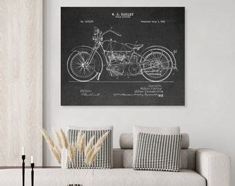 Harley Davidson Motorcycle Wall Art Print Patent Art Patent Poster