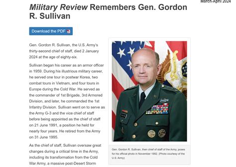Gordon R Sullivan Quotes Military Review Remembers Gen. Gordon R.