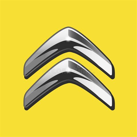 Vector of Siver 3D Citroen Logo with Black Side on Yellow Background. Editorial Image ...