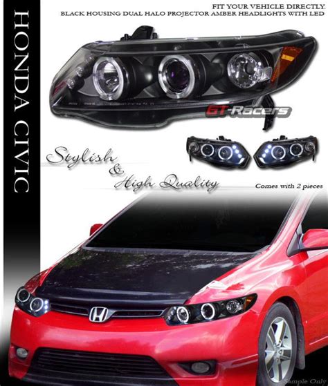 Buy Blk Drl Led Halo Rims Projector Head Lights Signal Honda