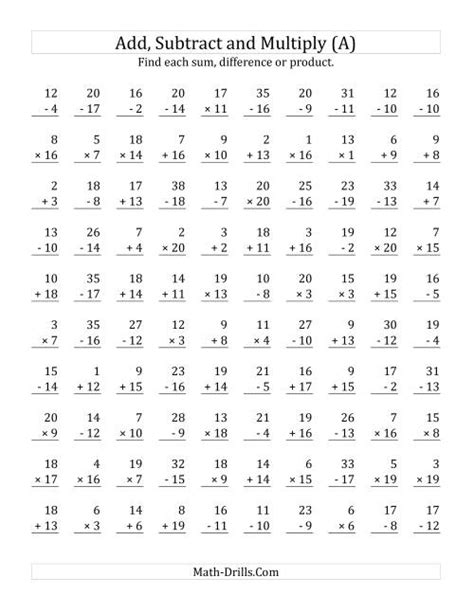 Adding And Subtracting Worksheets Grade