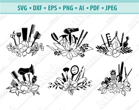 Hairdresser Svg File Hair Salon Svg Floral Hairdresser Tools Etsy