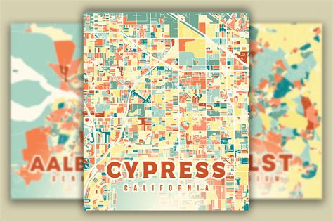 Cypress California Colorful Map Graphic By Poster Boutique Creative