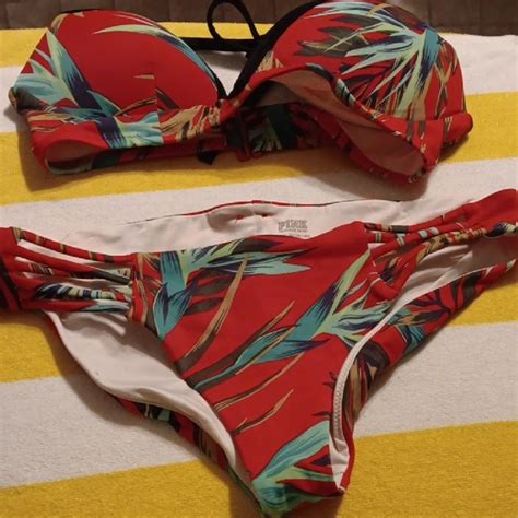 Victoria S Secret Swim Tropical Red Bikini Set Poshmark
