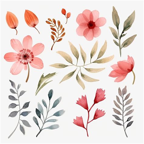 Aquarell Blumen Clipart Set Premium Foto