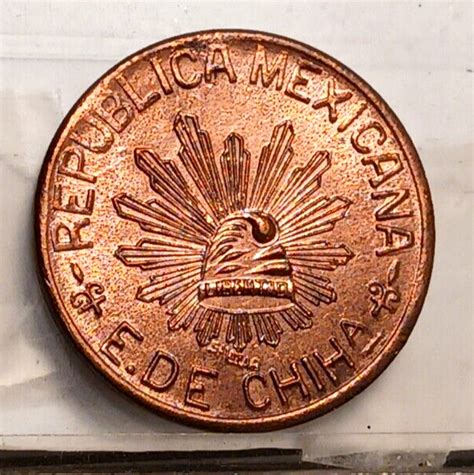 MEXICO 5 CENTAVOS 1914 CONTITUTIONALIST ARMY CHIHUAHUA COPPER UNC BU