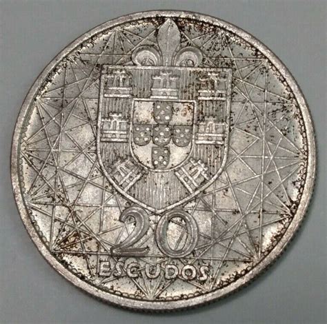 1966 Portugal 20 Escudos Salazar Bridge Silver Coin 20 Antique Coins