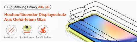 ivoler Klar Hülle für Samsung Galaxy A34 5G mit 3 Stück Panzer Schutz