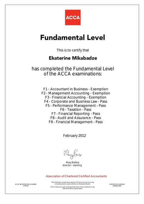 Certificate-Fundamental Level