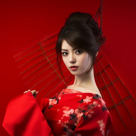 Premium Photo Pictures Of Beautiful Japanese Girls Red Background