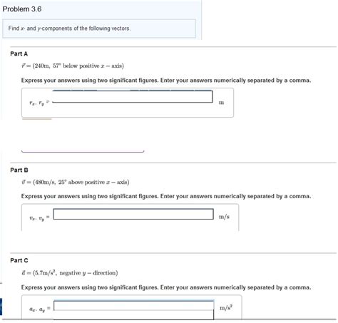 Solved Find X And Y Components Of The Following Vectors