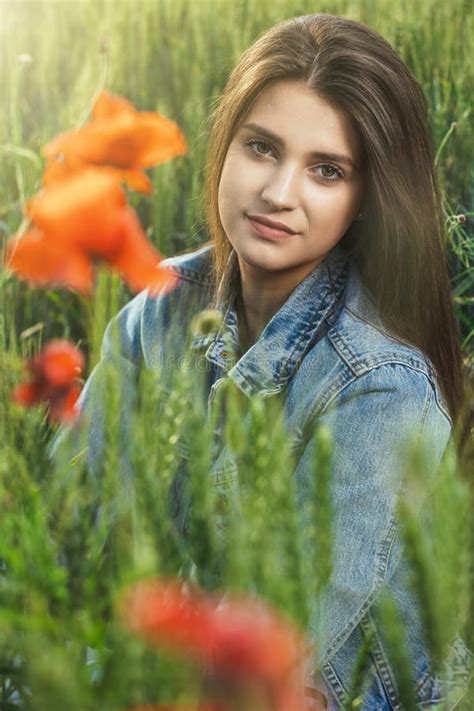 Portrait Teen Girl With Poppy Stock Image Image Of Fresh Nose 11730257