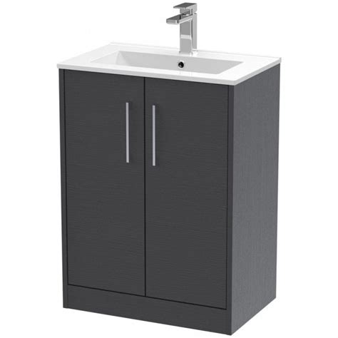 Hudson Reed Juno Graphite Grey Mm Floor Standing Door Vanity Unit