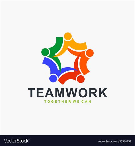 Teamwork logo design people rounded Royalty Free Vector