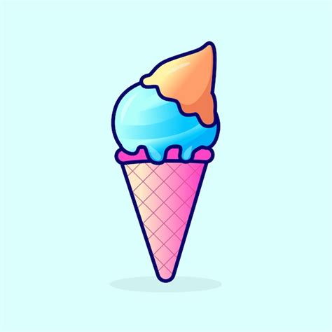 Premium Vector Cute Cartoon Icecream Vector Illustration On Blue