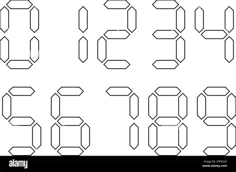 White Digital Numbers With Black Outline Seven Segment Display Is Used