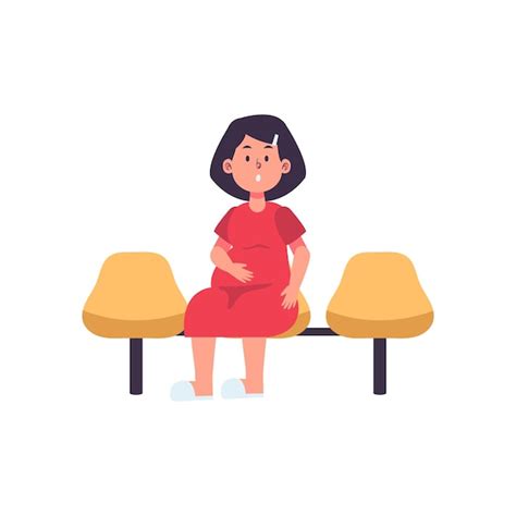 Premium Vector Pregnancy Mom Sit Waiting Flat Illustration At