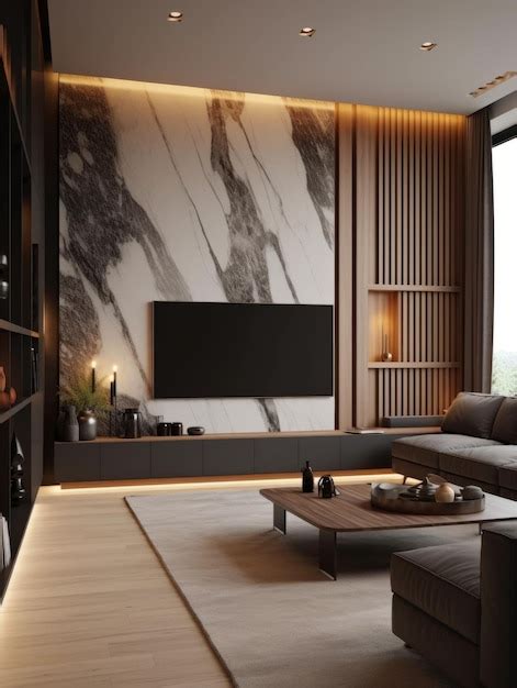 Premium AI Image | modern wall panels in a modern living room