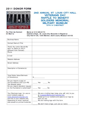 Fillable Online Stlouiscityrecorder Donor Form Nd Annual St Louis