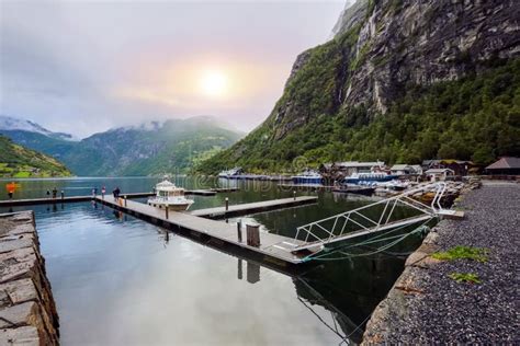 Marina In The Town Geiranger Norway Stock Photo Image Of Fjord