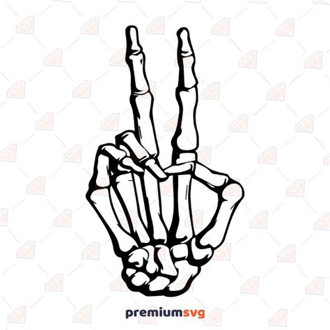 Peace Sign Skeleton Hand SVG Design | Halloween SVG | PremiumSVG