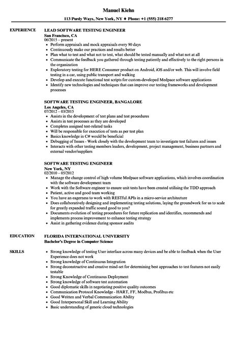 Sample Resume For Experienced Software Test Engineer