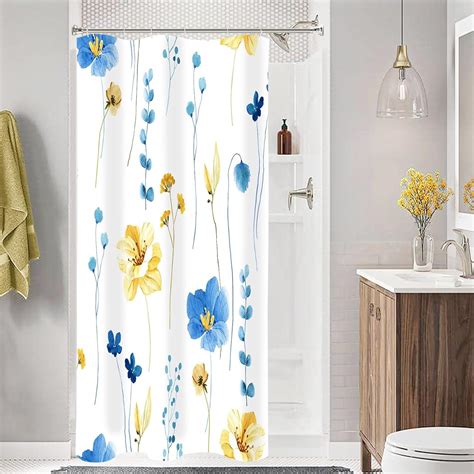 Small Stall Shower Curtain 36 X 72 Narrow Half Watercolor Floral