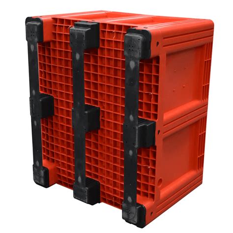 Red Rigid Plastic Pallet Box 3 Runner 1200x1000x765mm Exporta Global