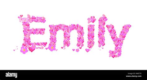 Emily nombre femenino con corazones tipo design Fotografía de stock Alamy