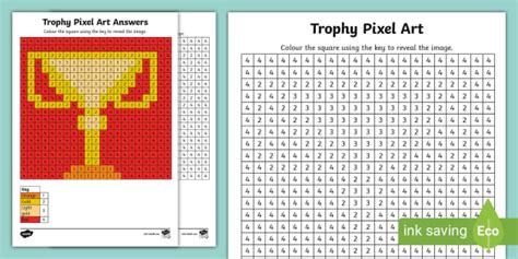 FREE Trophy Pixel Art Template Lehrer Gemacht Twinkl