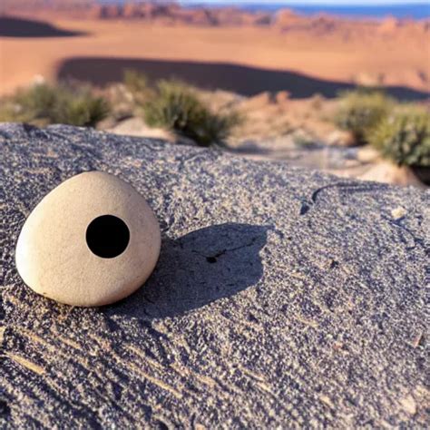 A Smooth Stone That Has Googly Eyes On A Desert Stable Diffusion