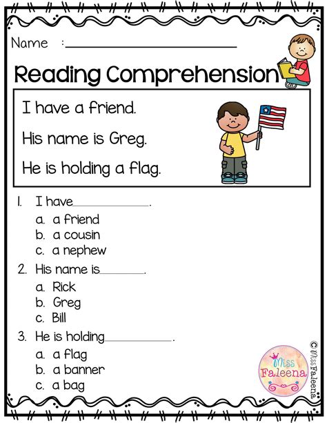 Reading Comprehension Worksheets Kindergarten