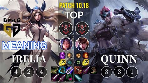 GEN Meaning Irelia Vs Quinn Top KR Patch 10 18 YouTube