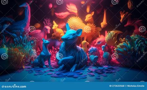 Abstract Fantasy World with Fantasy Animals Colorful Background ...